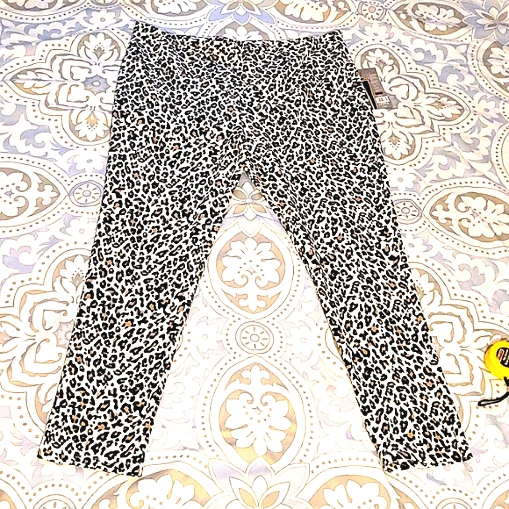 Slimsation Pants NWT Plus 2X Leopard Print Control Top Leggings Stretch Tummy
